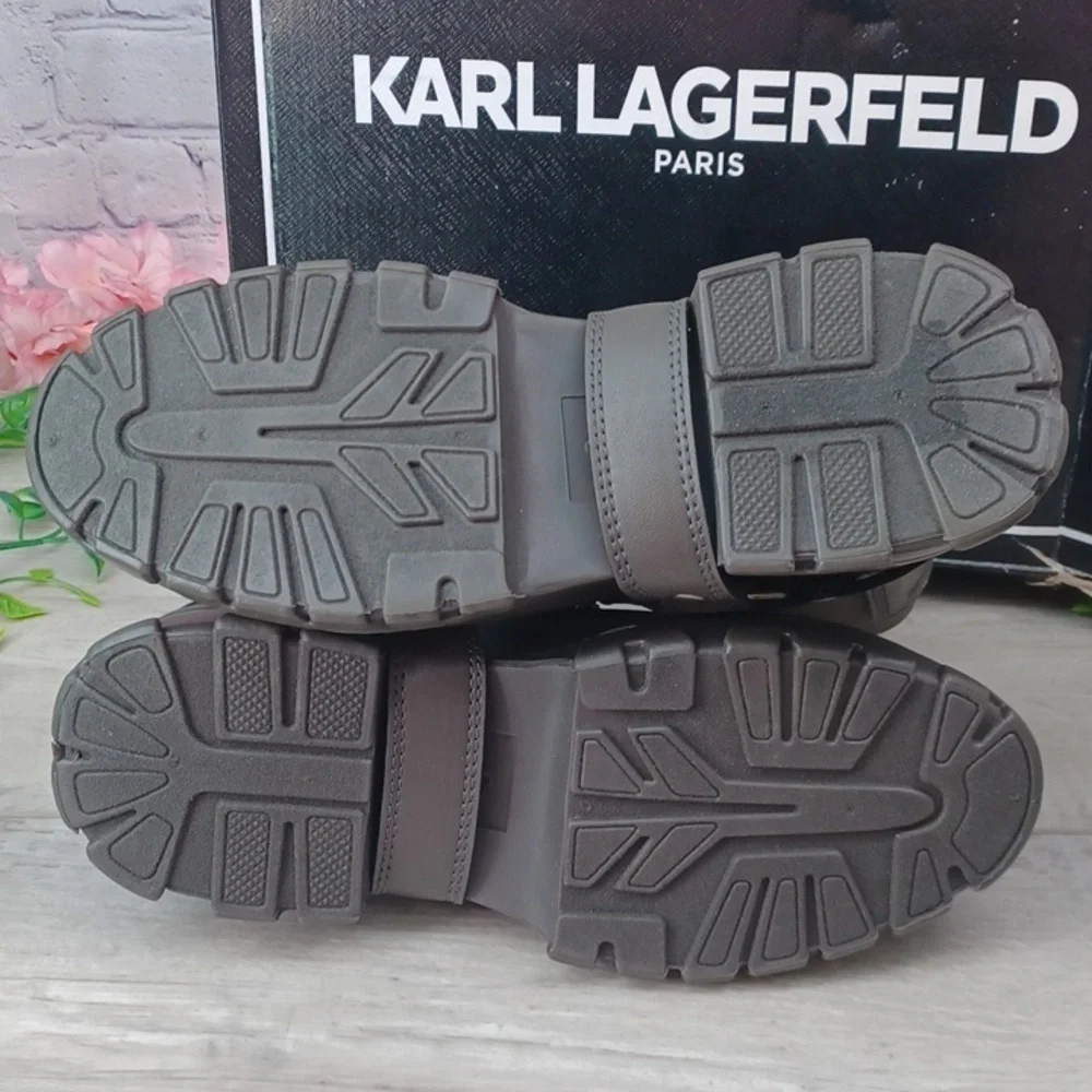 Karl Lagerfeld Paris Rylie Crystal Lug Sole Biker Boots~ NIB